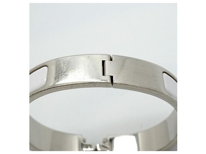 Brazalete Hermès Clic Clac PM Plata Blanco - vista 8