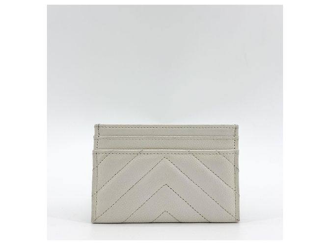 Tarjetero Chanel Boy Chevron Caviar Blanco - vista 2