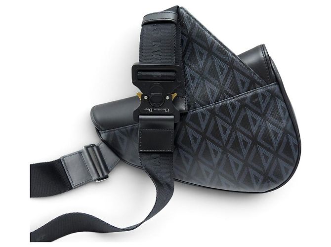 NUOVA BORSA CHRISTIAN DIOR SADDLE TOILE CD DIAMOND PELLE NERA BORSA A TRACCOLLA Nero - vista 2
