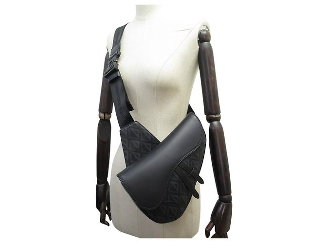 NUOVA BORSA CHRISTIAN DIOR SADDLE TOILE CD DIAMOND PELLE NERA BORSA A TRACCOLLA Nero - vista 6
