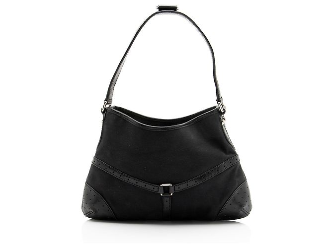 Borsa a tracolla media Gucci Canvas Reins Nero - vista 3