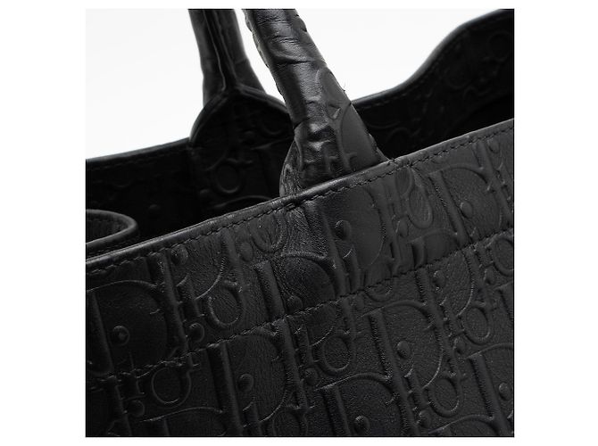 Autre Marque Book Tote Large in pelle di vitello goffrata Dior Oblique Nero - vista 10