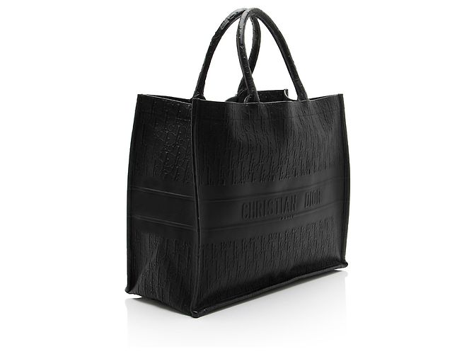 Autre Marque Book Tote Large in pelle di vitello goffrata Dior Oblique Nero - vista 2