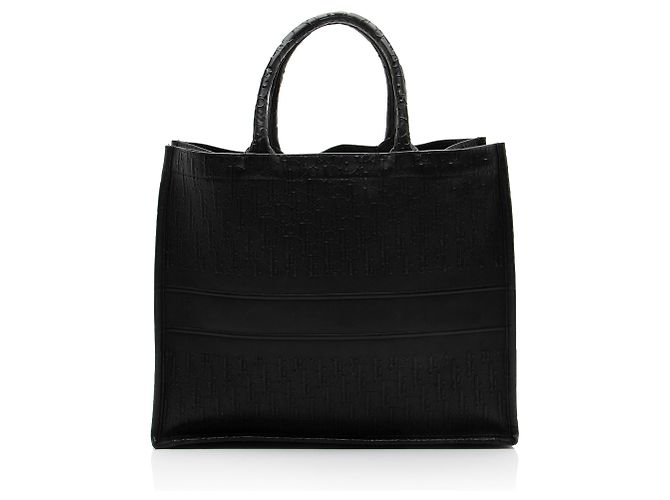Autre Marque Book Tote Large in pelle di vitello goffrata Dior Oblique Nero - vista 3