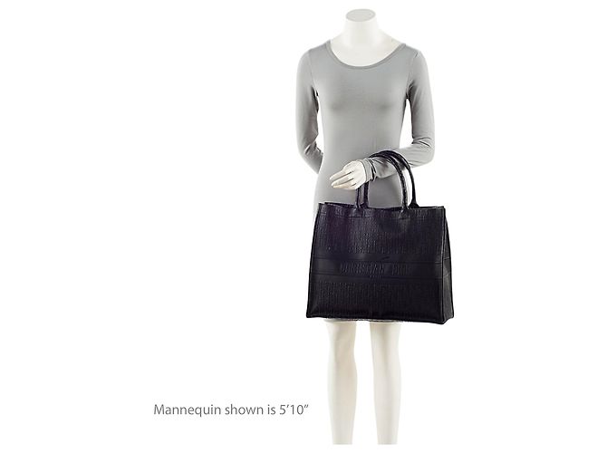 Autre Marque Book Tote Large in pelle di vitello goffrata Dior Oblique Nero - vista 5