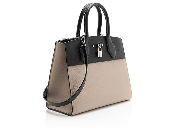 Sac Tote Louis Vuitton City Steamer MM en cuir de veau Marron Beige - vue 2