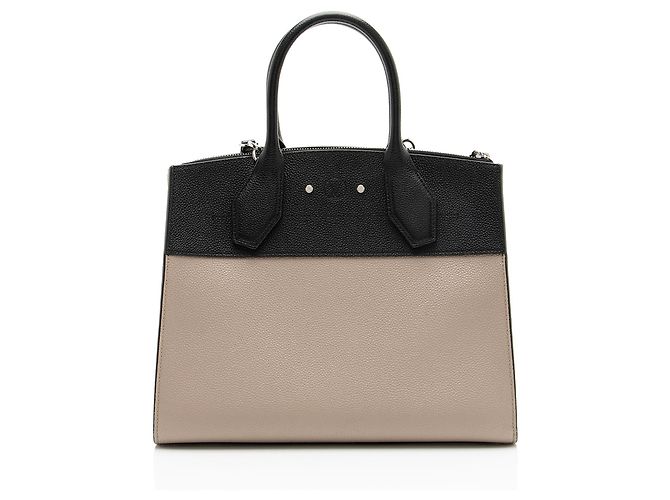 Sac Tote Louis Vuitton City Steamer MM en cuir de veau Marron Beige - vue 3