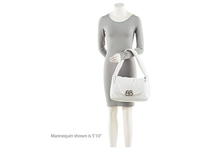 Borsa a spalla Monaco Medium in pelle di vitello Balenciaga Bianco - vista 5
