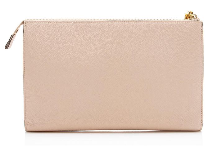 Chloé Clutch Joe Chloe de piel de becerro granulada Castaño Beige - vista 3
