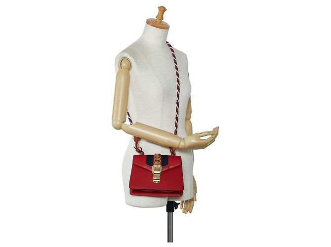 Borsa a tracolla 2-Way Gucci Sylvie Rosso - vista 10