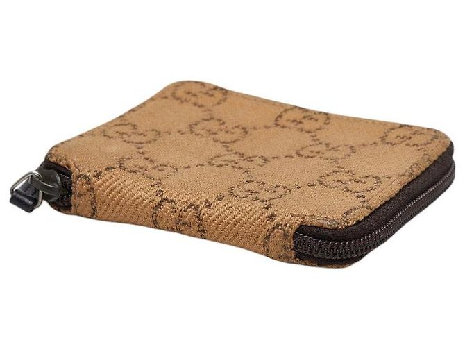 Gucci GG Canvas Round Zip Coin Case Brown Beige - view 3