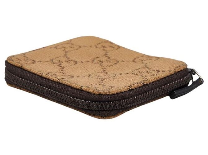 Gucci GG Canvas Round Zip Coin Case Brown Beige - view 4