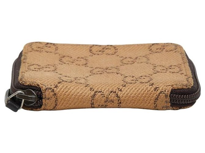 Gucci GG Canvas Round Zip Coin Case Brown Beige - view 5
