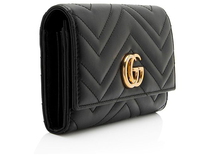Gucci GG Marmont Continental Wallet aus gestepptem Leder Schwarz - Ansicht 2