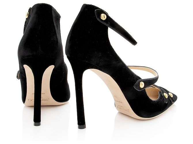 Jimmy Choo Velvet Lacey Pumps - Size 9 / 39 Nero - vista 3