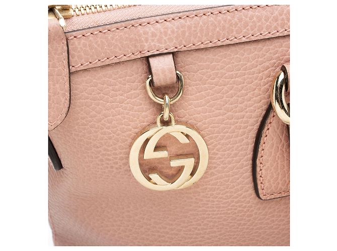 Gucci Große Satchel-Tasche aus Leder mit GG-Anhänger Pink - Ansicht 10