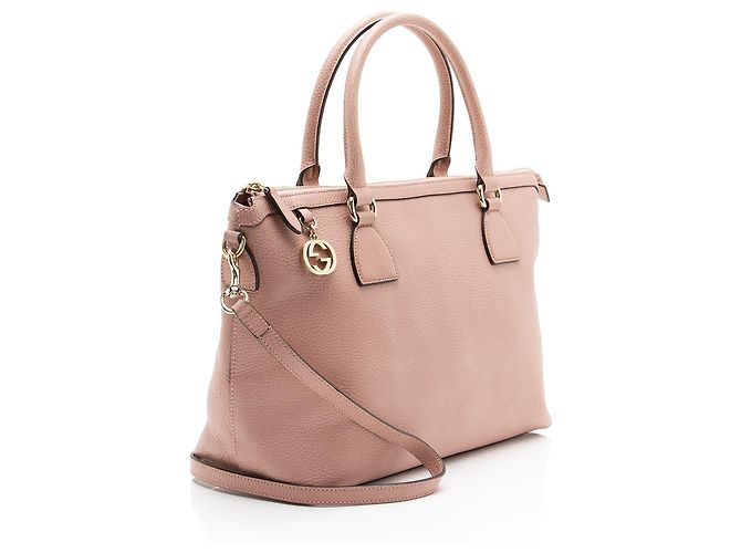 Gucci Große Satchel-Tasche aus Leder mit GG-Anhänger Pink - Ansicht 2