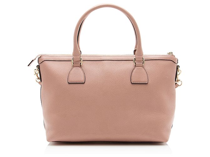 Gucci Große Satchel-Tasche aus Leder mit GG-Anhänger Pink - Ansicht 3