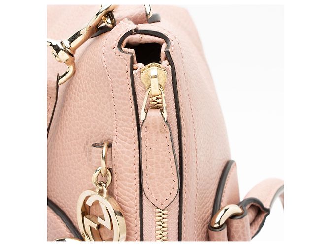 Gucci Große Satchel-Tasche aus Leder mit GG-Anhänger Pink - Ansicht 9