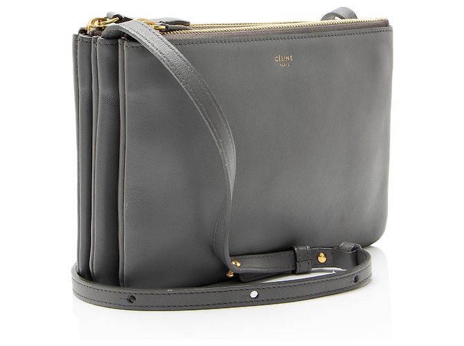 Céline Celine Lambskin Trio Small Crossbody Gris - vista 2