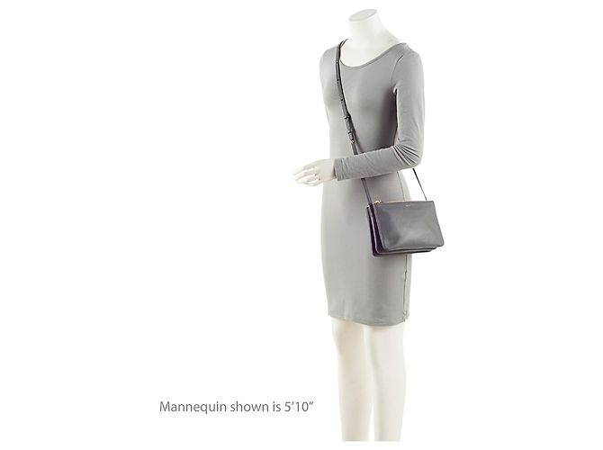 Céline Celine Lambskin Trio Small Crossbody Gris - vista 5