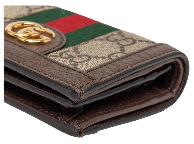 Cartera corta Gucci Ophidia GG Supreme Castaño Beige - vista 4