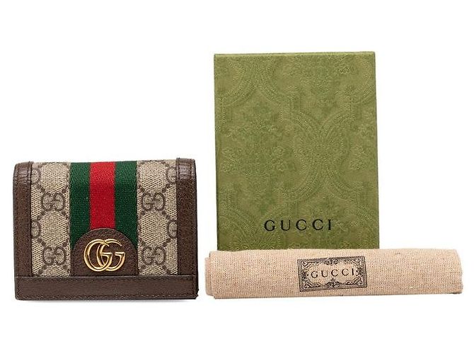 Cartera corta Gucci Ophidia GG Supreme Castaño Beige - vista 9