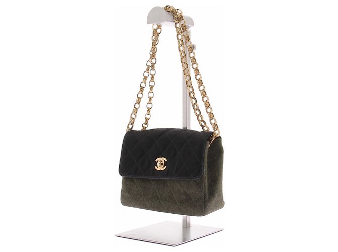 Borsa Chanel in pelle nera e kaki 18cm Nero - vista 2