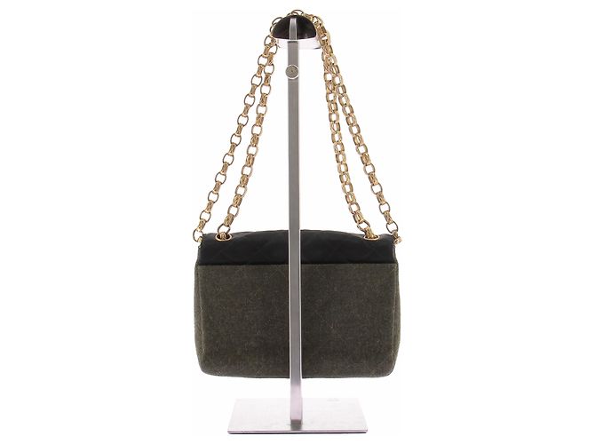 Borsa Chanel in pelle nera e kaki 18cm Nero - vista 3