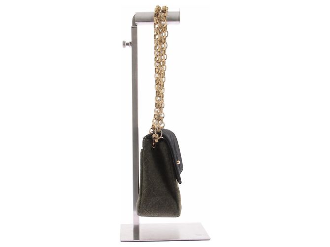Borsa Chanel in pelle nera e kaki 18cm Nero - vista 4