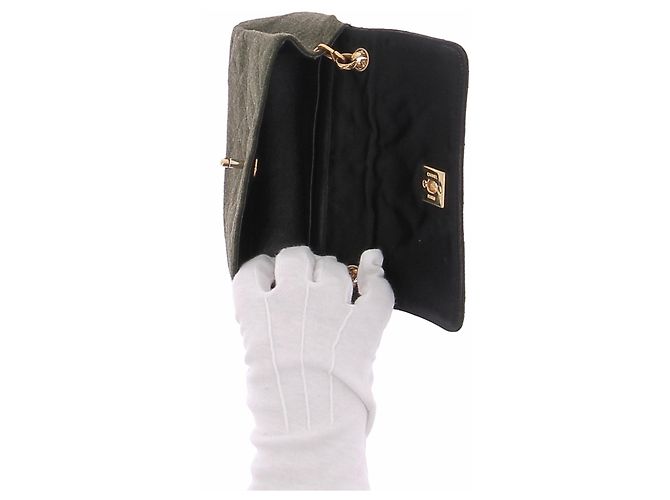 Borsa Chanel in pelle nera e kaki 18cm Nero - vista 7