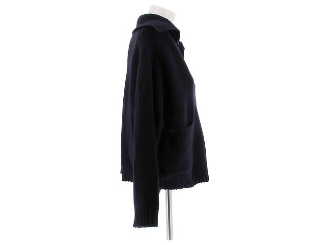 Magda Butrym Marineblauer Pullover aus Wolle und Kaschmir - Ansicht 3