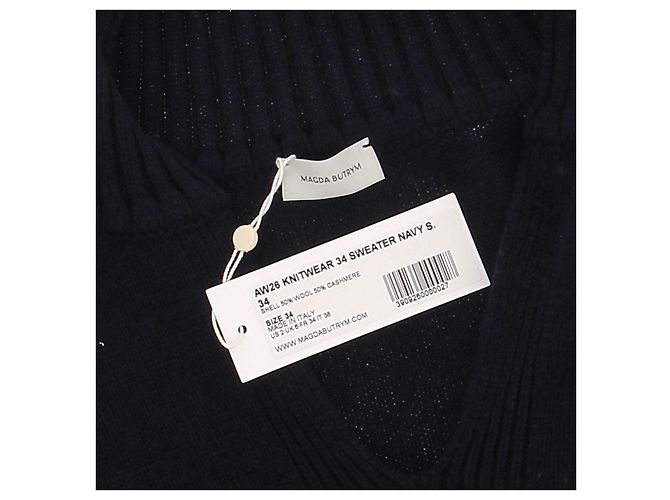 Magda Butrym Marineblauer Pullover aus Wolle und Kaschmir - Ansicht 5