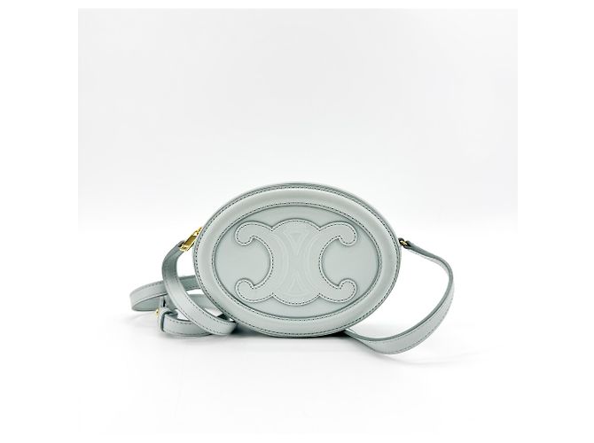 Céline Celine Triomphe Oval Leather Mini Blau - Ansicht 2