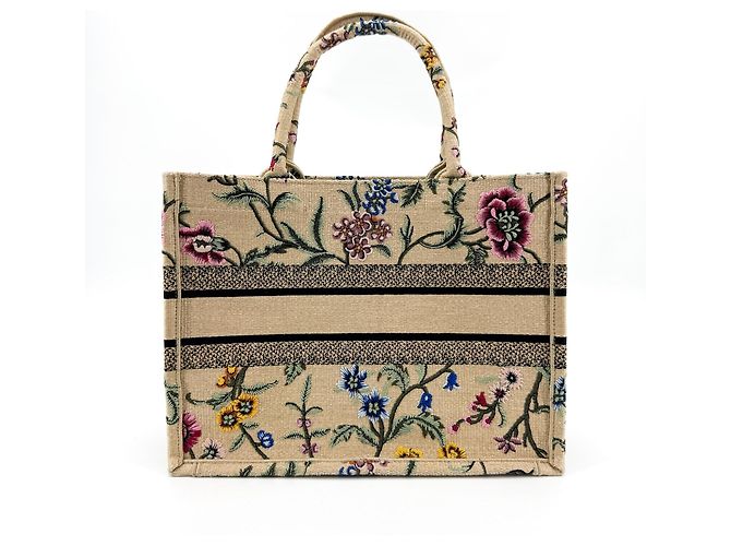 Christian Dior Book Embroidered Canvas Medium Beige - vista 2