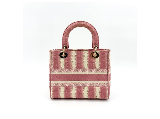 Christian Dior Lady D-Lite Canvas Ricamato Medium Rosa - vista 2