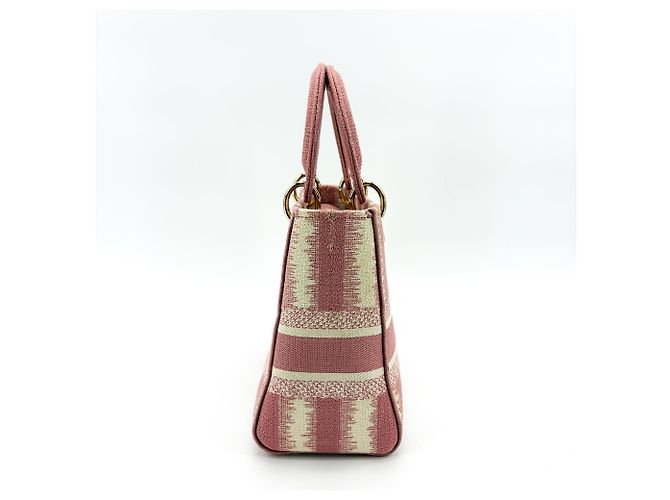 Christian Dior Lady D-Lite Canvas Ricamato Medium Rosa - vista 4