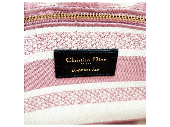 Christian Dior Lady D-Lite Canvas Ricamato Medium Rosa - vista 6