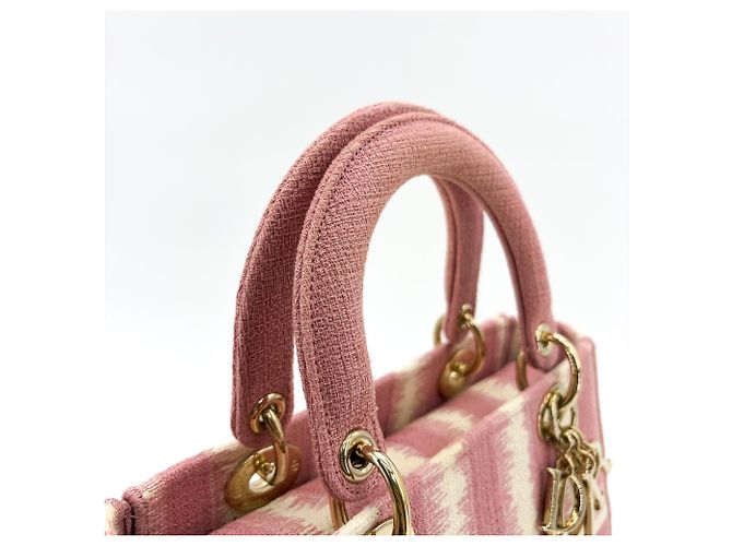 Christian Dior Lady D-Lite Canvas Ricamato Medium Rosa - vista 7