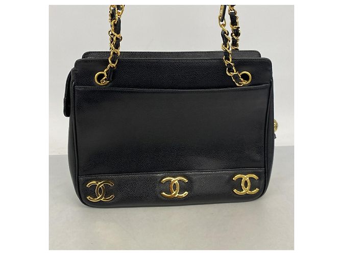 Borsa a tracolla Chanel in vitello martellato nero - vista 10