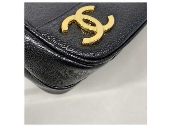 Borsa a tracolla Chanel in vitello martellato nero - vista 6