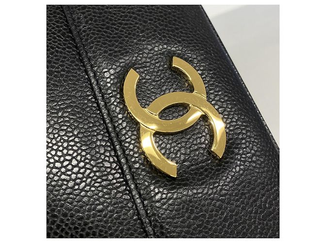 Borsa a tracolla Chanel in vitello martellato nero - vista 9