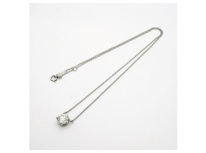 Autre Marque Tiffany & Co. Solitär-Halskette aus Platin mit Diamant - Ansicht 3
