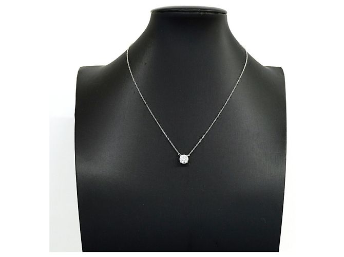 Autre Marque Tiffany & Co. Solitär-Halskette aus Platin mit Diamant - Ansicht 8