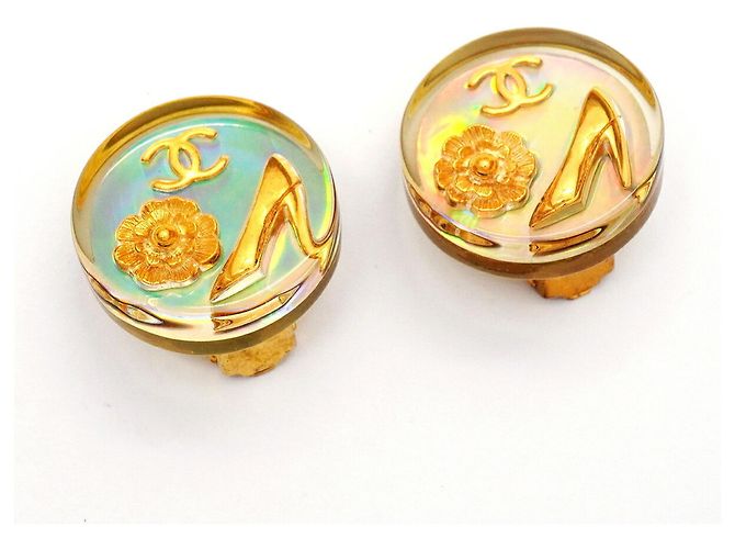 Pendientes de clip Chanel chapados en oro Dorado - vista 2