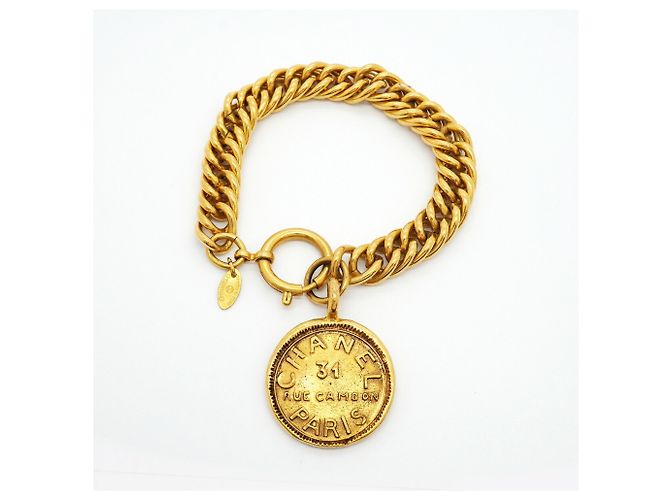 Bracciale con ciondolo a cerchio placcato oro Chanel Cambon D'oro - vista 3
