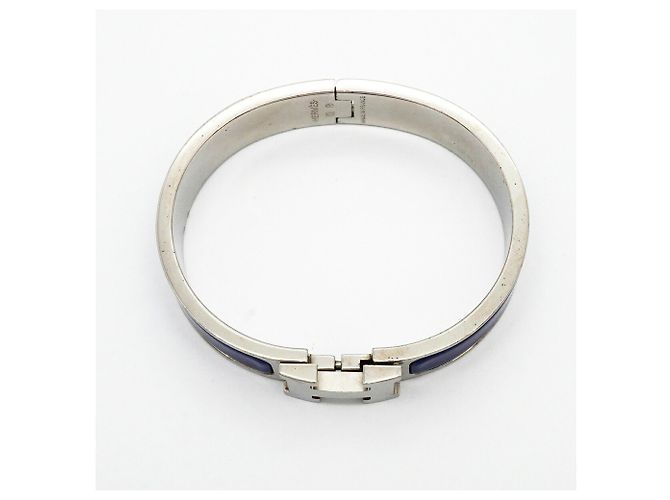 Hermès Clic Clac PM Armreif in Silber und Blau - Ansicht 3