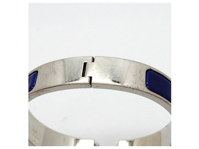 Hermès Clic Clac PM Armreif in Silber und Blau - Ansicht 7