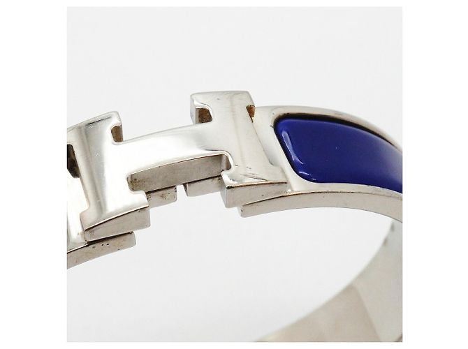 Hermès Clic Clac PM Armreif in Silber und Blau - Ansicht 8