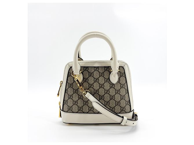 Gucci Horsebit 1955 Top Handle GG Coated Canvas with Leather Mini Beige - vista 2